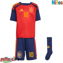 Camiseta España Dani Olmo #10 Primera Equipación para niños Mundial 2026 manga corta (+ pantalones cortos)